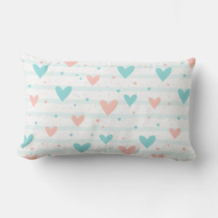 Whimsical Heart Striped Lumbar Pillow