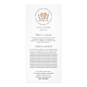 Whimsical Heart & Wings Doula Or Midwife On White Rack Card