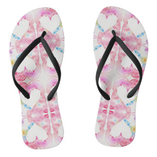 Whimsical Heart Wings Painting, Spiritual Decor Flip Flops