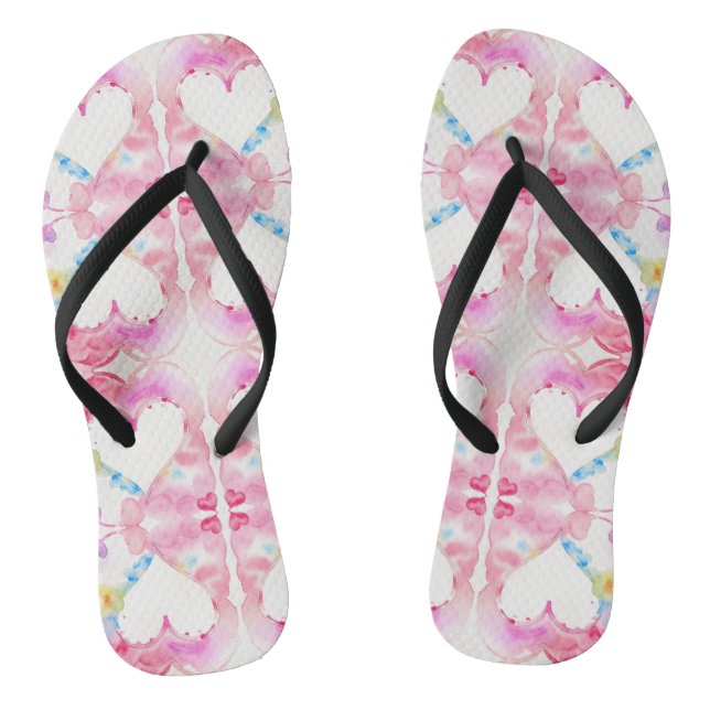 Whimsical Heart Wings Painting, Spiritual Decor Flip Flops (Footbed)