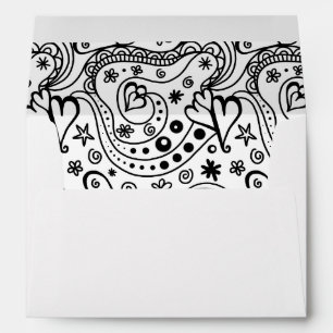 Whimsical Hearts and Love Sketch Doodle Pattern Envelopes