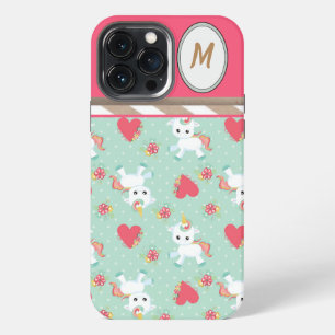 Whimsical Hearts and Unicorns Design iPhone 13 Pro Max Case