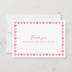 Whimsical Hearts Baby Shower  Thank You Card