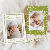 Whimsical Hearts Lime Green Photo Birth