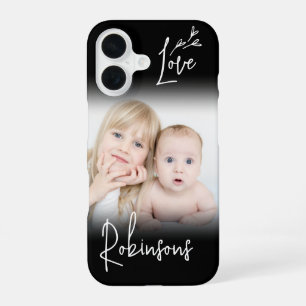 Whimsical Hearts Modern Script Love Black & White iPhone 16 Case