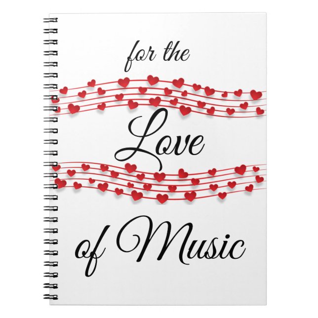 Whimsical hearts music "For the love of music"  Notebook (Front)