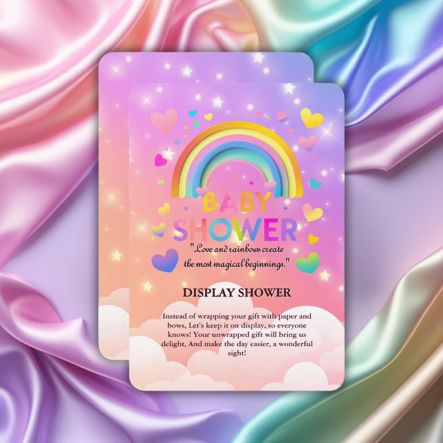 Whimsical Hearts & Rainbows Baby Shower Enclosure Card (Creator Uploaded)