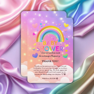 Whimsical Hearts & Rainbows Baby Shower Thank You Card