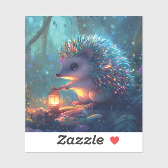 Whimsical Hedgehog and Lantern in Enchanted Forest (Sheet)
