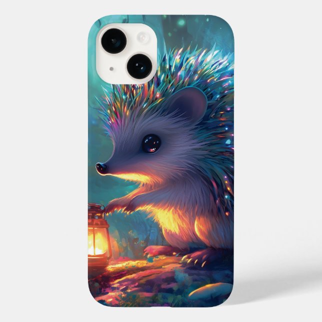 Whimsical Hedgehog and Lantern in Enchanted Forest Case-Mate iPhone Case (Back)