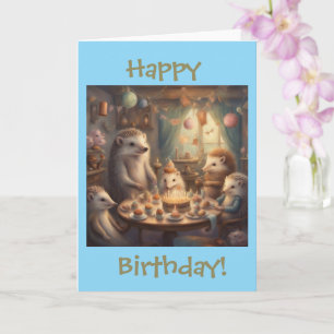 Whimsical Hedgehog Birthday Party  Card