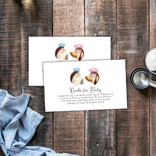 Whimsical Hedgehog Chef Baker Books Baby Shower  Enclosure Card