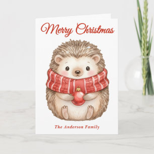 Whimsical Hedgehog Christmas Holiday Card