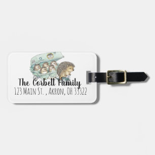 Whimsical Hedgehog Family Customizable Luggage Tag