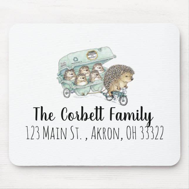 Whimsical Hedgehog Family Customizable Mouse Pad (Front)