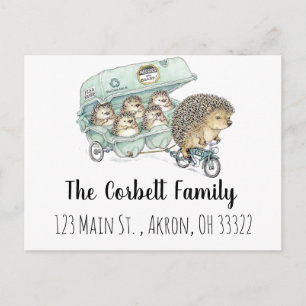 Whimsical Hedgehog Family Customizable Postcard