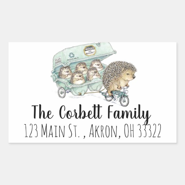 Whimsical Hedgehog Family Customizable Sticker (Front)