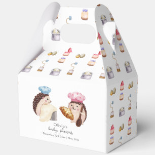 Whimsical Hedgehog Little Chef Baker Baby Shower Favor Box