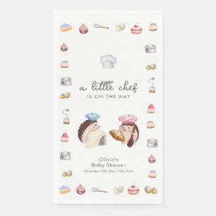 Whimsical Hedgehog Little Chef Baker Baby Shower Napkin