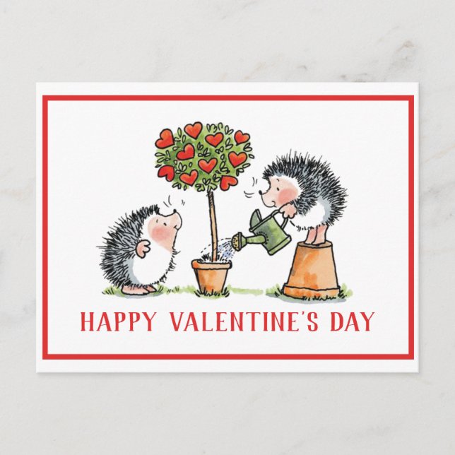 Whimsical Hedgehogs Valentine's Day Card (Front)
