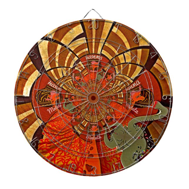 Whimsical Heights: Beautiful Funny Giraffe African Dartboard (Front)