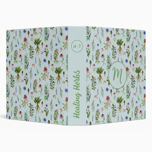 Whimsical Herbs on Mint Green Binder (Background)