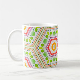 Whimsical hexagons, boho  coffee mug