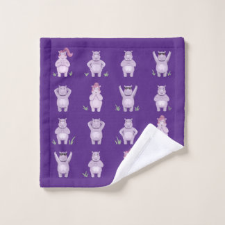 Whimsical Hippo Characters – hippos in love Wash Cloth