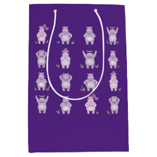 Whimsical Hippo Characters Medium Gift Bag