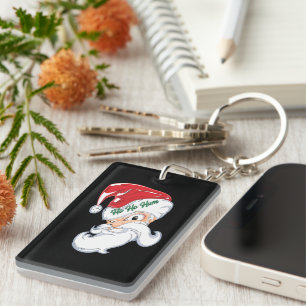Whimsical Ho Ho Ho Santa Christmas Time Keychain