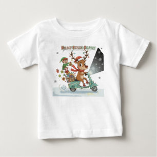 Whimsical Holiday Express Delivery   Cute Reindeer Baby T-Shirt