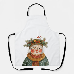 Whimsical Holiday Granny Decorative Pillow Apron