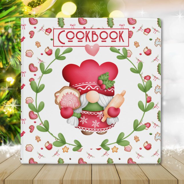 Whimsical Holiday Lady Gnome Recipe Cookbook Binder (Creator Uploaded)
