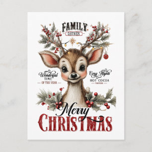 Whimsical Holiday Reindeer Postcard