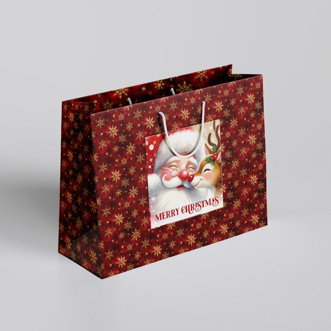 Whimsical Holiday Santa and Red Nose Rudolph Bag (Whimsical Holiday Santa and Red Nose Rudolph Bag)