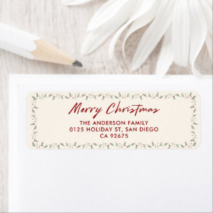 Whimsical Holly Berry Christmas Return Address