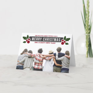 Whimsical Holly Holiday Photo Greeting Card