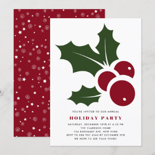 Whimsical Holly Moderne Fête Invitation