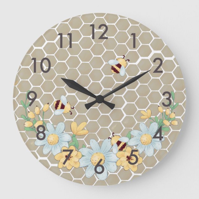 Whimsical Honey Bee Large Clock (Front)