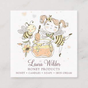 Whimsical Honey Jar Beekeeper Honey Products Square Business Card