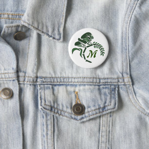 Whimsical Hooded Grasshopper Monogram 2 Inch Round Button
