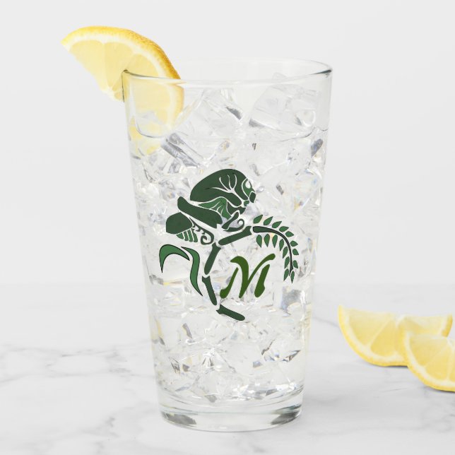 Whimsical Hooded Grasshopper Monogram Glass (Front Ice)