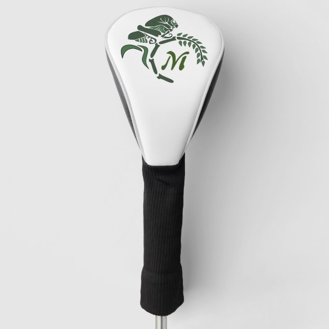 Whimsical Hooded Grasshopper Monogram Golf Head Cover (Front)