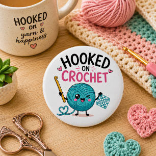 Whimsical Hooked on Crochet 2 Inch Round Button