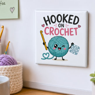 Whimsical Hooked on Crochet Magnet