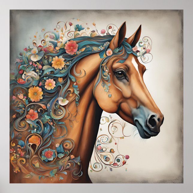 Whimsical Horse Head Poster (Front)