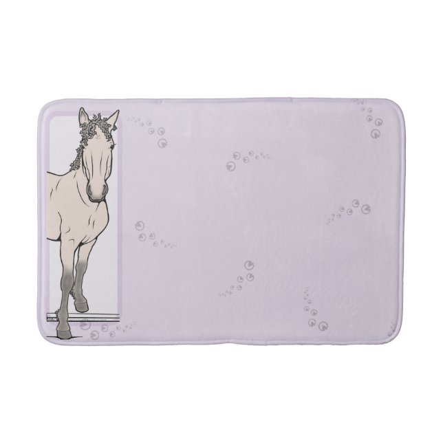 Whimsical Horse Lover Equestrian Welcome Bath Mat (Front)