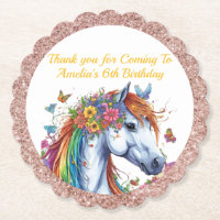 Whimsical Horse Rainbow Floral Equestrian Birthday
