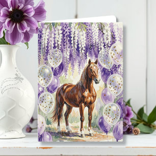 Whimsical Horse Under Wisteria Birthday   Card