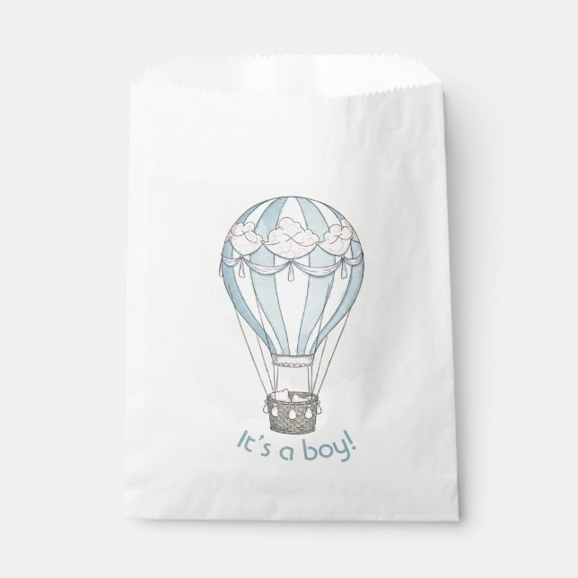 Whimsical hot air balloon baby shower favour bag (Front)
